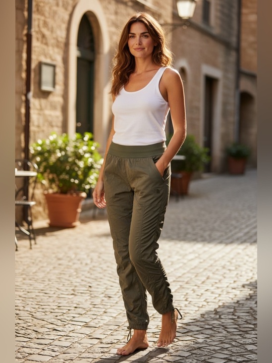 The North Face Pants - The North Face Olive Green Elastic-Waist Track Joggers